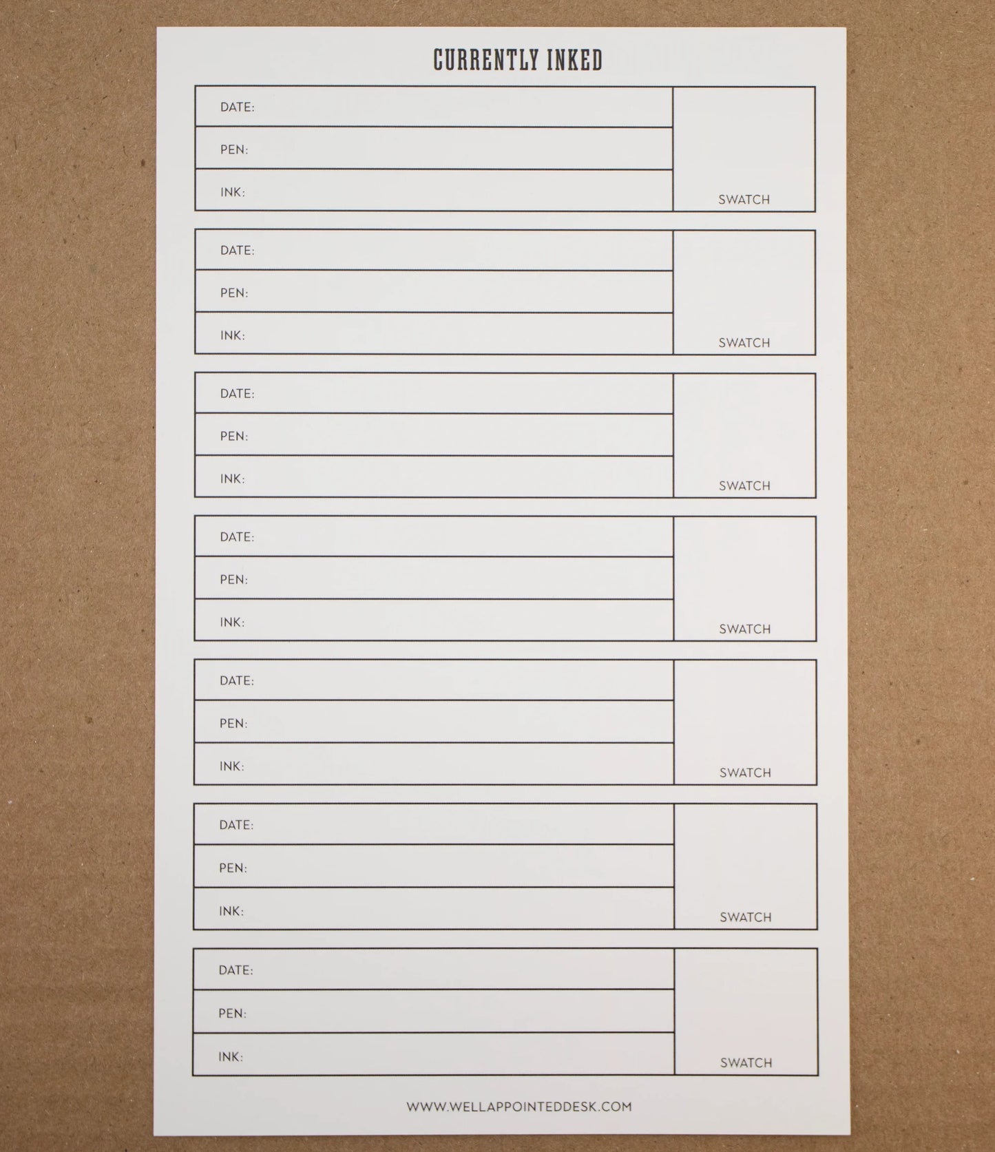 Well Appointed Desk Ink Swatch Guide Sheet Kit (6 Designs, 3 Sheets)