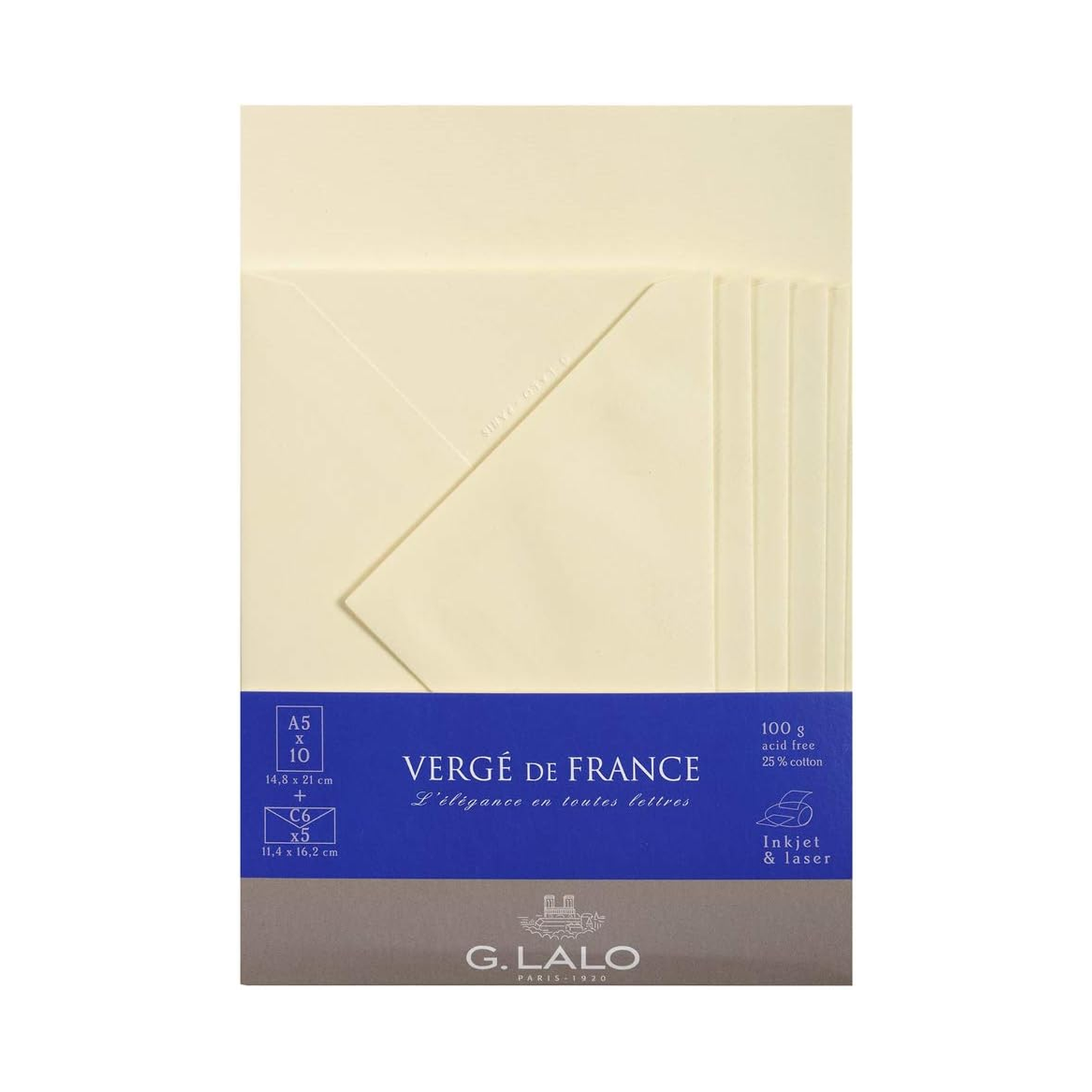 G. Lalo Verge de France A5 Correspondence Set - Ivory