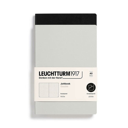 Leuchtturm1917 Jottbook A5 Medium Flexcover Dotted Notebook Set - Light Grey & Black