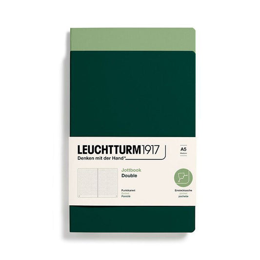 Leuchtturm1917 Jottbook A5 Medium Flexcover Dotted Notebook Set - Sage & Forest Green
