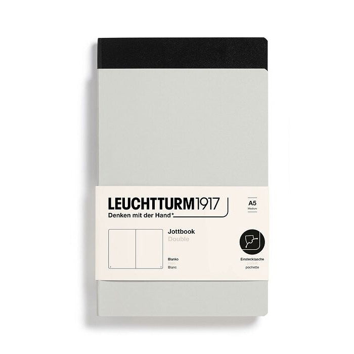 Leuchtturm1917 Jottbook A5 Medium Flexcover Plain Notebook Set - Light Grey & Black