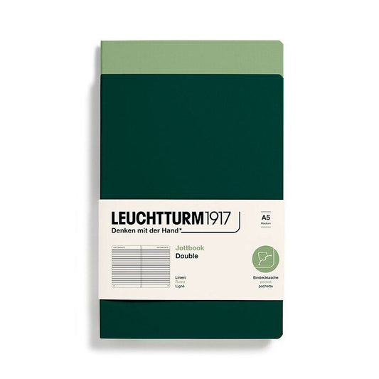 Leuchtturm1917 Jottbook A5 Medium Flexcover Ruled Notebook Set - Sage & Forest Green