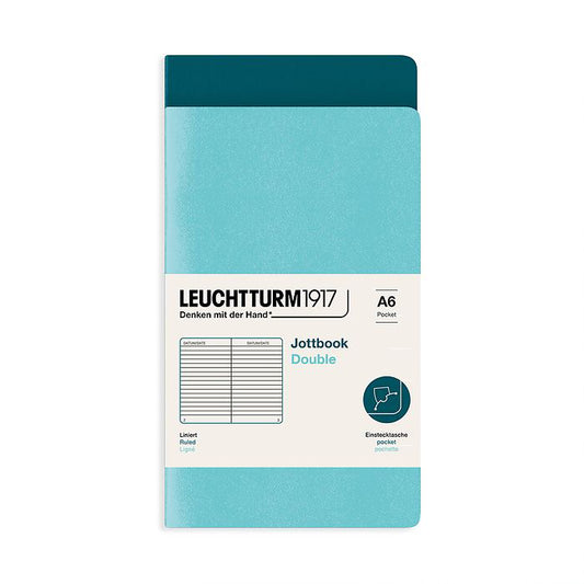 Leuchtturm1917 Jottbook A6 Pocket Flexcover Ruled Notebook Set - Aquamarine & Pacific Green (Discontinued)