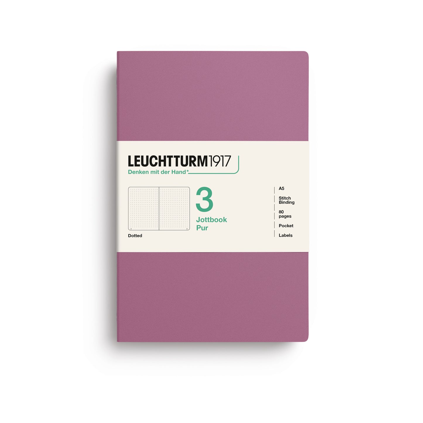 Leuchtturm1917 Jottbook Pur A5 Medium Flexcover Dotted Notebook Set - Dusty Rose (Pack of 3)