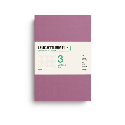 Leuchtturm1917 Jottbook Pur A5 Medium Flexcover Dotted Notebook Set - Dusty Rose (Pack of 3)