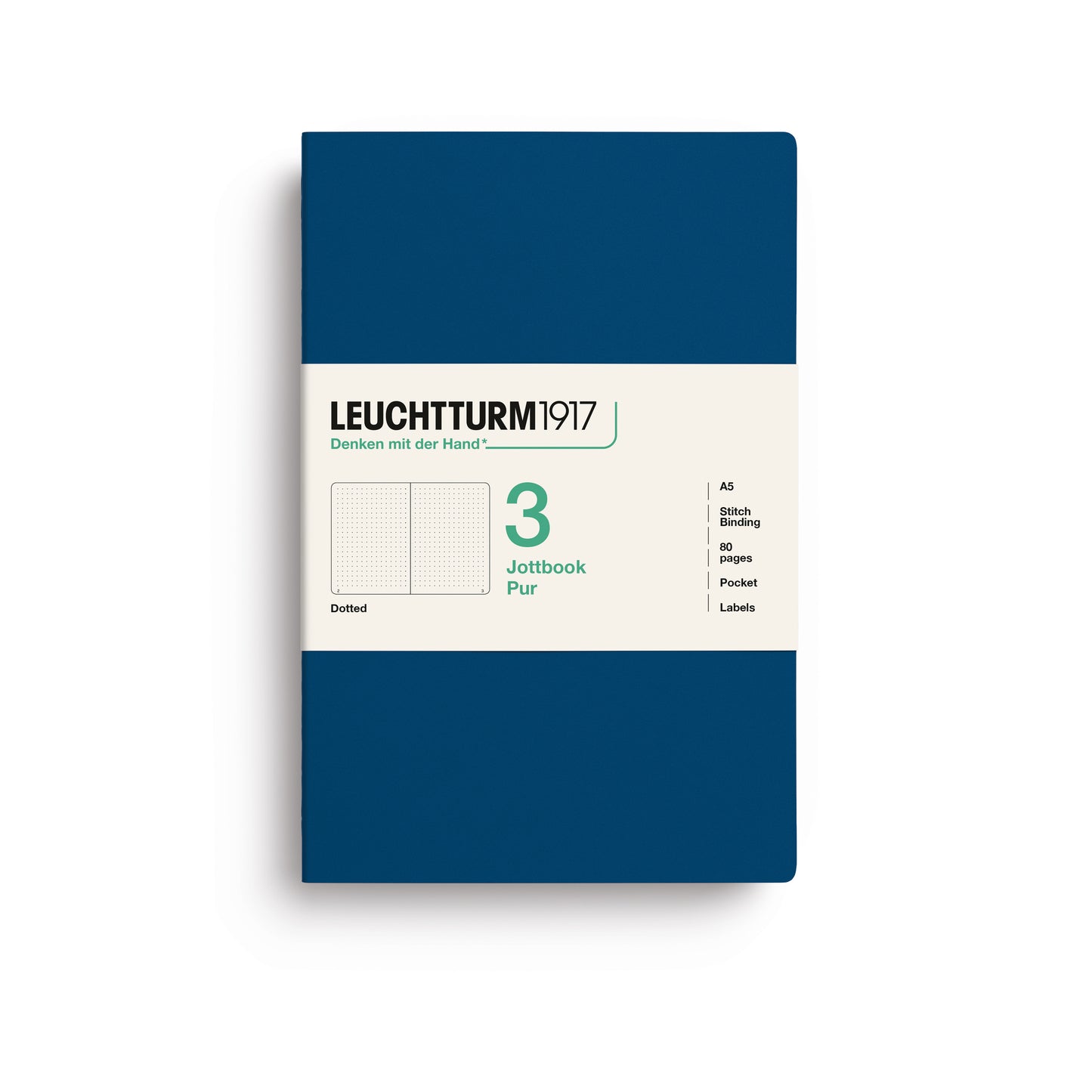 Leuchtturm1917 Jottbook Pur A5 Medium Flexcover Dotted Notebook Set - Indigo (Pack of 3)