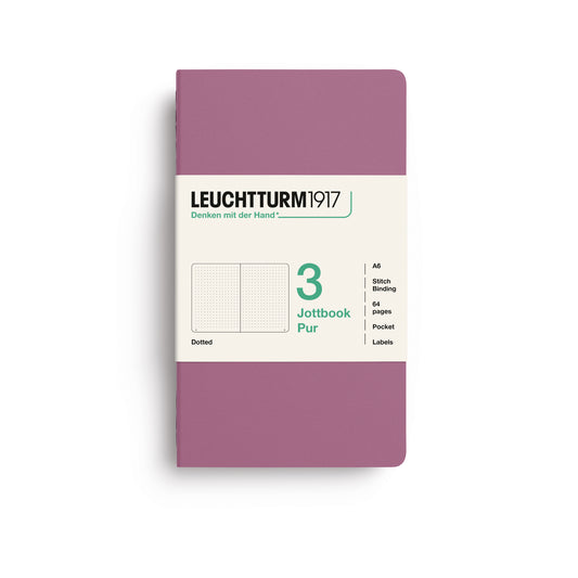 Leuchtturm1917 Jottbook Pur A6 Pocket Flexcover Dotted Notebook Set - Dusty Rose (Pack of 3)