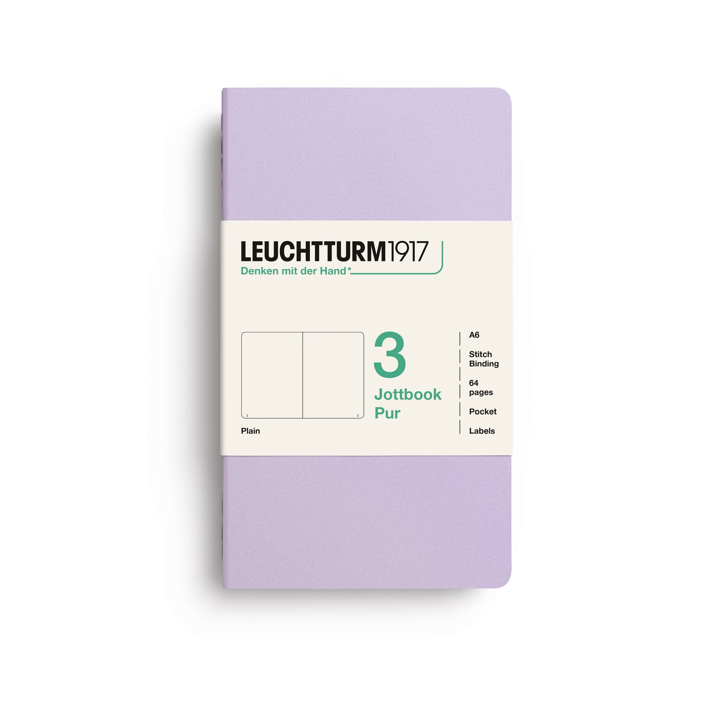 Leuchtturm1917 Jottbook Pur A6 Pocket Flexcover Plain Notebook Set - Lilac (Pack of 3)