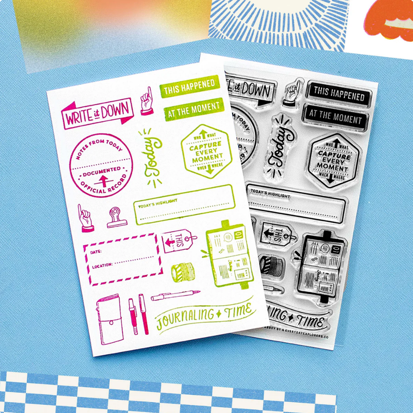 Everyday Explorers Co 4x6 Clear Stamp Set - Journaling Time (Throwback!)