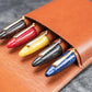 Galen Leather 5 Pen Flap Case - Brown