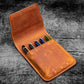 Galen Leather 5 Pen Flap Case - Crazy Horse Brown
