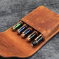 Galen Leather 5 Pen Flap Case - Crazy Horse Brown