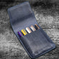 Galen Leather 5 Pen Flap Case - Crazy Horse Navy Blue