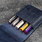 Galen Leather 5 Pen Flap Case - Crazy Horse Navy Blue