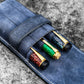 Galen Leather 3 Pen Flap Case - Crazy Horse Navy Blue