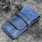 Galen Leather 3 Pen Flap Case - Crazy Horse Navy Blue