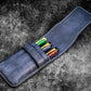Galen Leather 3 Pen Flap Case - Crazy Horse Navy Blue