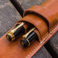 Galen Leather 2 Pen Flap Case - Brown