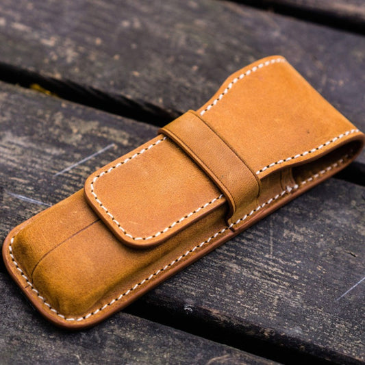 Galen Leather 2 Pen Flap Case - Crazy Horse Brown