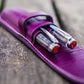 Galen Leather 2 Pen Flap Case - Purple