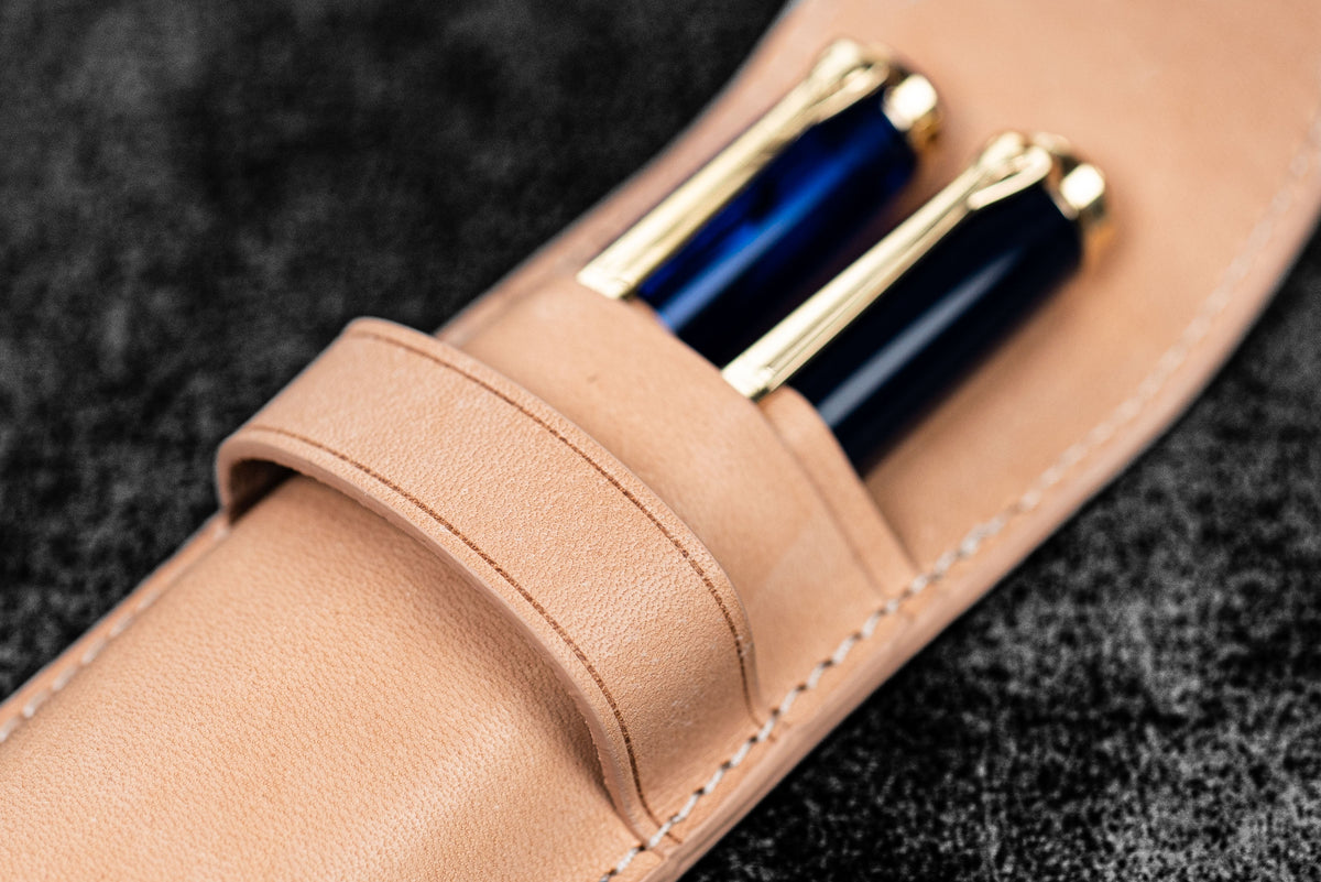 Galen Leather 2 Pen Flap Case - Undyed