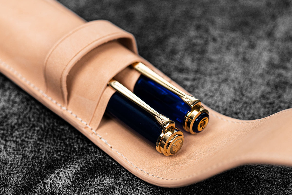 Galen Leather 2 Pen Flap Case - Undyed