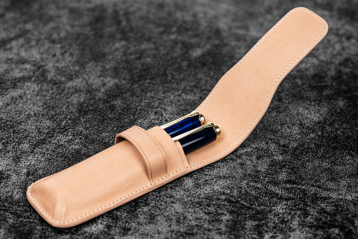 Galen Leather 2 Pen Flap Case - Undyed