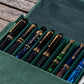 Galen Leather 12 Slot Magnum Opus Pen Case - Crazy Forest Green (with Removable Pen Tray)