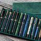 Galen Leather 12 Slot Magnum Opus Pen Case - Crazy Forest Green (with Removable Pen Tray)