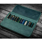 Galen Leather 12 Slot Magnum Opus Pen Case - Crazy Forest Green (with Removable Pen Tray)