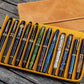Galen Leather 12 Slot Magnum Opus Pen Case - Crazy Honey Ochre (with Removable Pen Tray)
