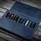 Galen Leather 12 Slot Magnum Opus Pen Case - Crazy Navy Blue (with Removable Pen Tray)