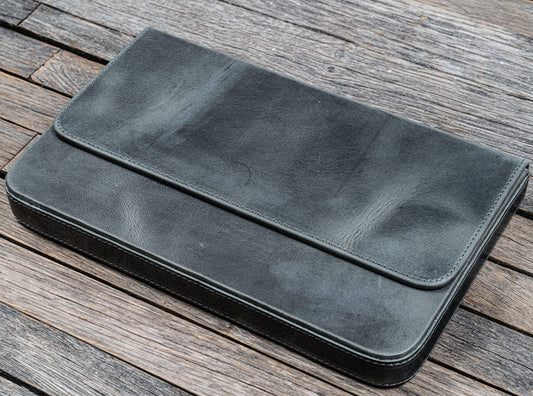 Galen Leather 12 Slot Magnum Opus Pen Case - Crazy Smoky (with Removable Pen Tray)