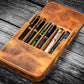 Galen Leather 6 Slot Magnum Opus Pen Case - Crazy Horse Brown (with Removable Tray)