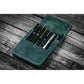 Galen Leather 6 Slot Magnum Opus Pen Case - Crazy Forest Green (with Removable Tray)