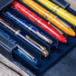 Galen Leather 6 Slot Magnum Opus Pen Case - Crazy Navy Blue (with Removable Tray)