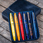 Galen Leather 6 Slot Magnum Opus Pen Case - Crazy Navy Blue (with Removable Tray)