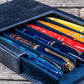 Galen Leather 6 Slot Magnum Opus Pen Case - Crazy Navy Blue (with Removable Tray)