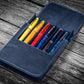 Galen Leather 6 Slot Magnum Opus Pen Case - Crazy Navy Blue (with Removable Tray)