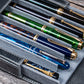 Galen Leather 6 Slot Magnum Opus Pen Case - Crazy Horse Smoky (with Removable Tray)