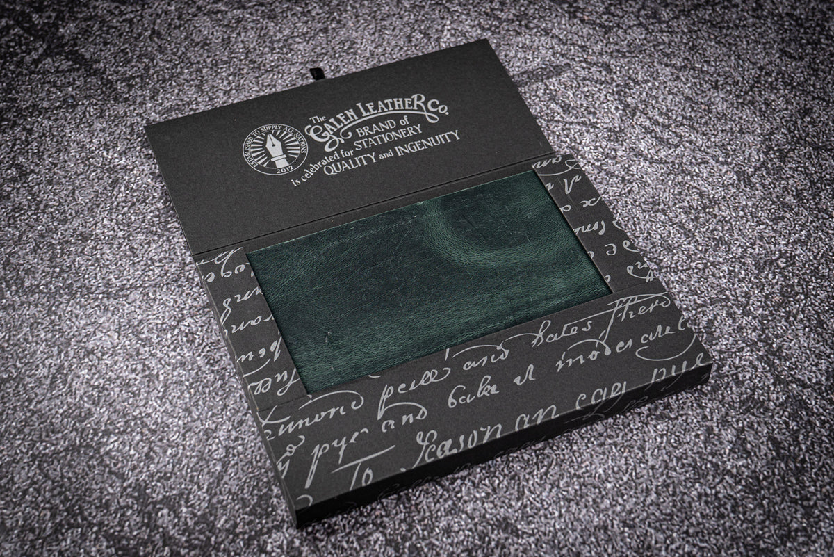 Galen Leather B6 Notebook - Crazy Horse Forest Green (Tomoe River Paper)