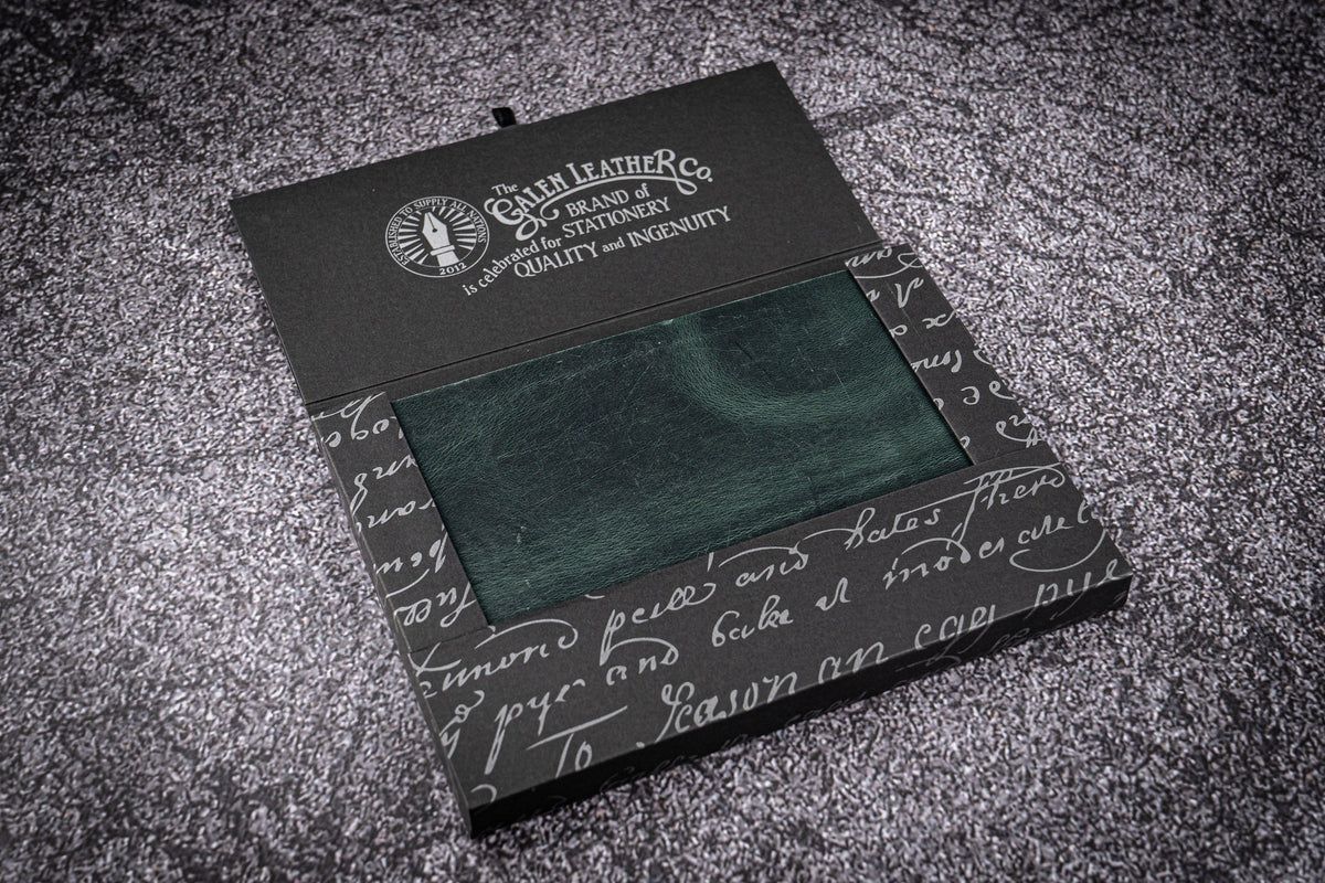 Galen Leather A5 Notebook - Crazy Horse Forest Green (Tomoe River Paper)