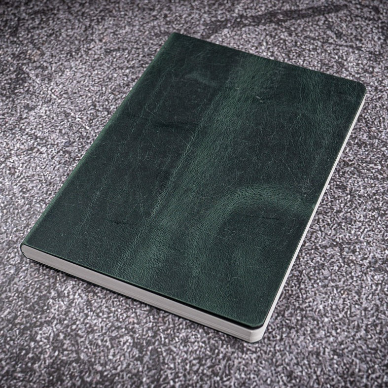 Galen Leather A5 Notebook - Crazy Horse Forest Green (Tomoe River Paper)