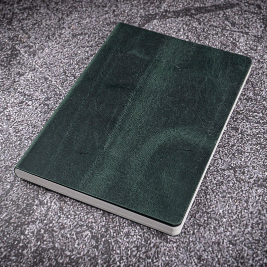 Galen Leather A5 Notebook - Crazy Horse Forest Green (Tomoe River Paper)