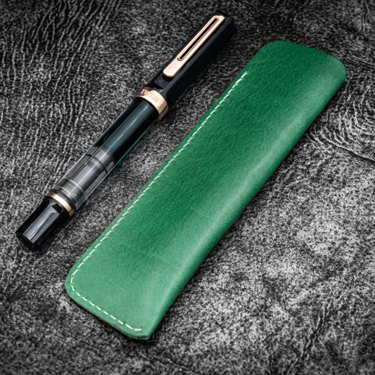 Galen Leather Single Fountain Pen Sleeve - Green