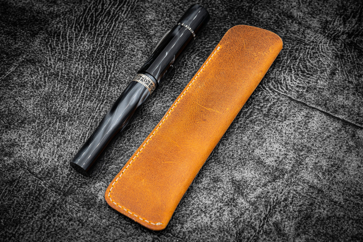 Galen Leather Single Fountain Pen Sleeve - Crazy Horse Brown