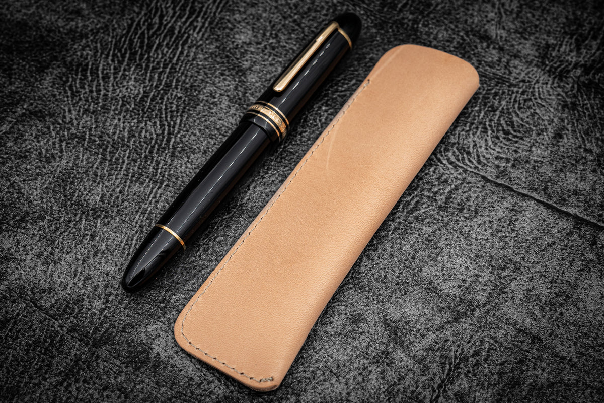 Galen Leather Single Fountain Pen Sleeve - Undyed
