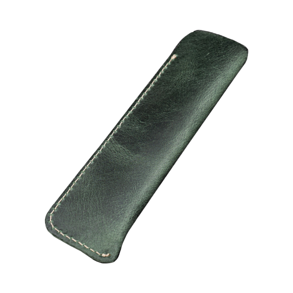 Galen Leather Single Fountain Pen Sleeve - Crazy Horse Forest Green