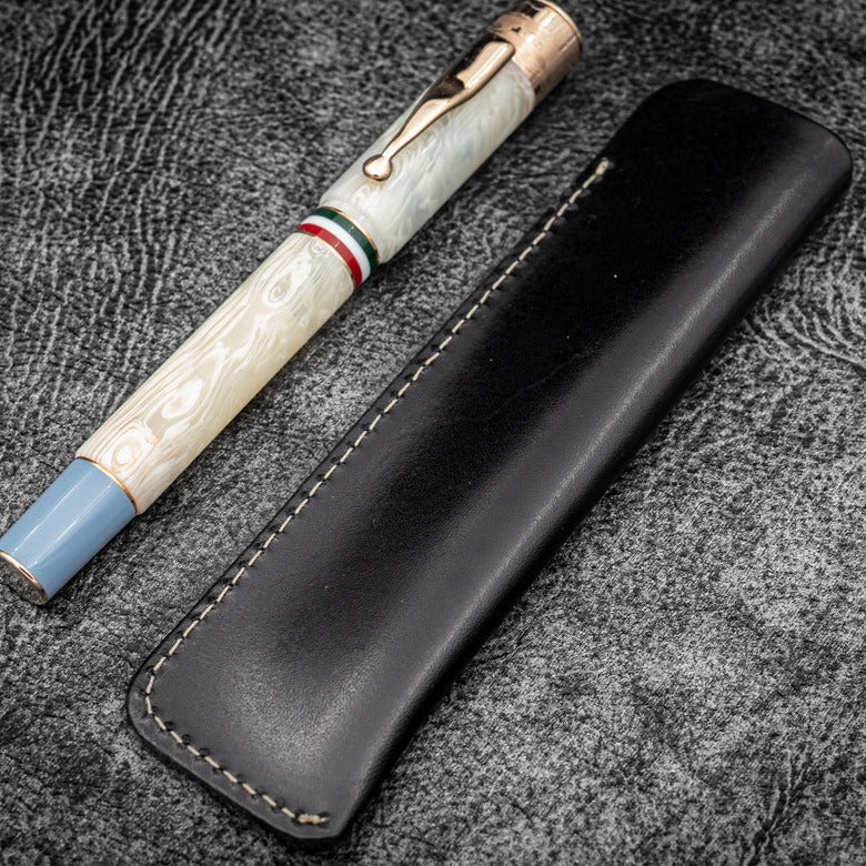 Galen Leather Single Fountain Pen Sleeve - Black