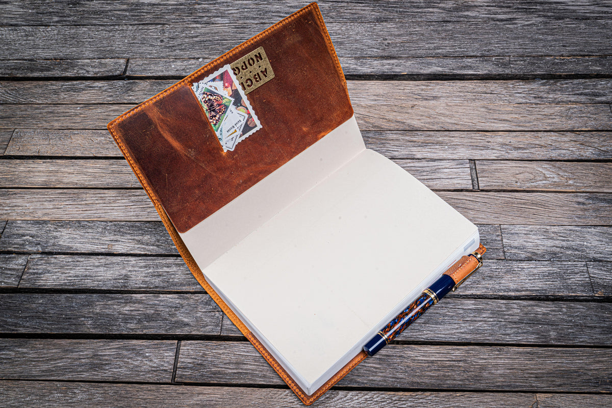 Galen Leather Slim A5 Notebook/Planner Cover - Crazy Horse Brown